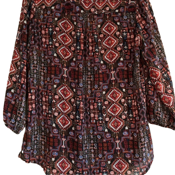 Willi Smith Flowy Patterned V-Neck Blouse - Size S" - Picture 2 of 7